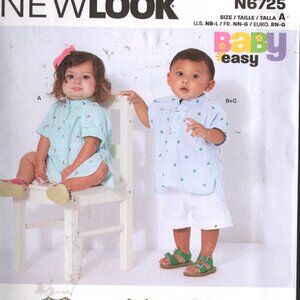 New Look 6725 Infant Shirt And Shorts Sewing Pattern Size NB-L Uncut